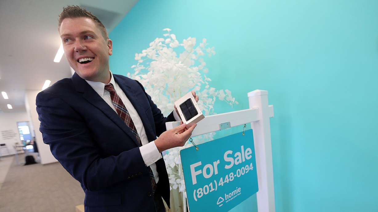 Johnny Hanna, CEO and co-founder of Homie, speaks in Draper on June 7, 2017. Homie filed an antitrust complaint against the National Association of Realtors in Utah federal court on Thursday morning.