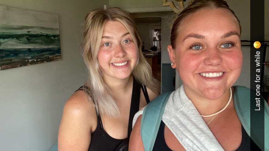 Abbi Bischoff and Skye Hackman pose in their last photo together in this undated image. Abbi wrote, “Last one for a while.”