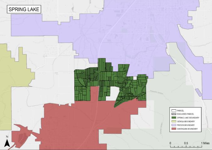 Residents in Spring Lake, a proposed new Utah County city shown in green in the map, will vote on a ballot question in elections culminating Nov. 5, on whether to incorporate the area.