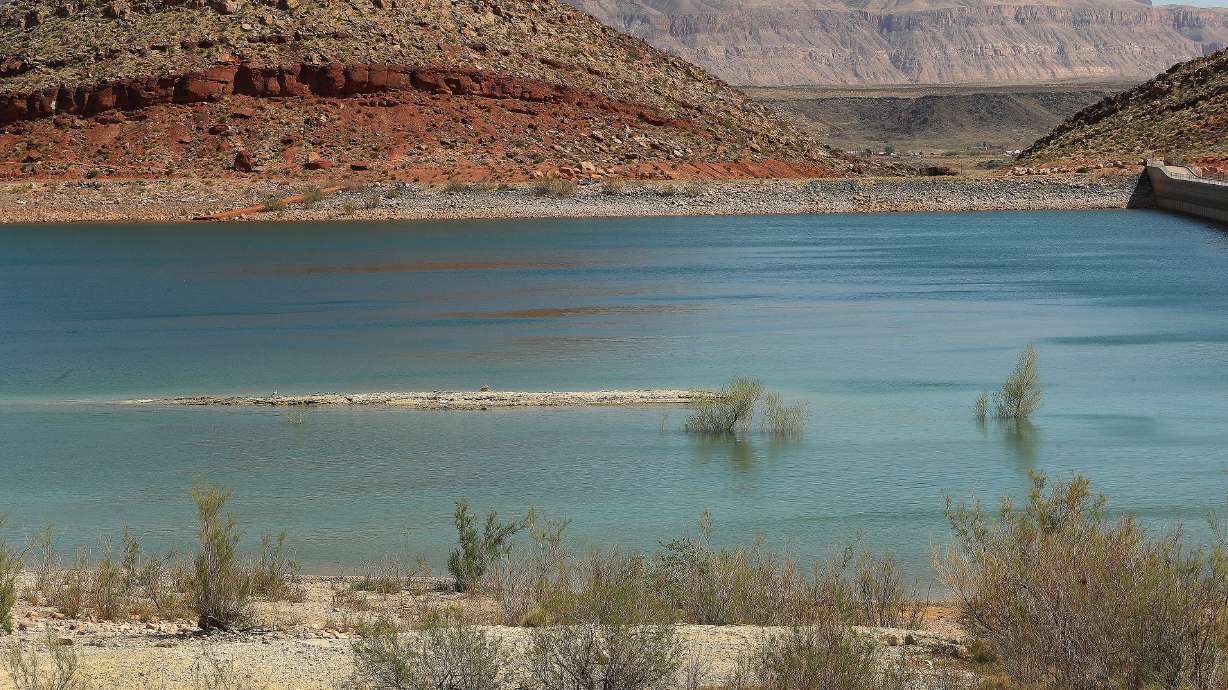 Quail Creek Reservoir in Hurricane, Washington County on April 7, 2021. A man in his 40s is dead after falling into Quail Creek Reservoir while paddle boarding, officials said.