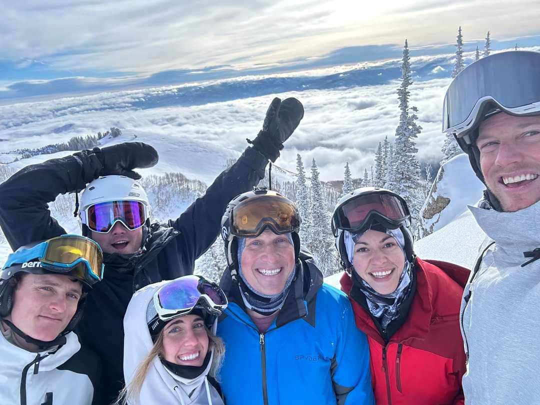 David Bell, in blue, and Jeannine Skinner, in red, are pictured together on a group outing. Bell, along with Skinner and Peter On died Friday after drowning in a whirlpool while rappelling in the Sierra Nevada mountain range.