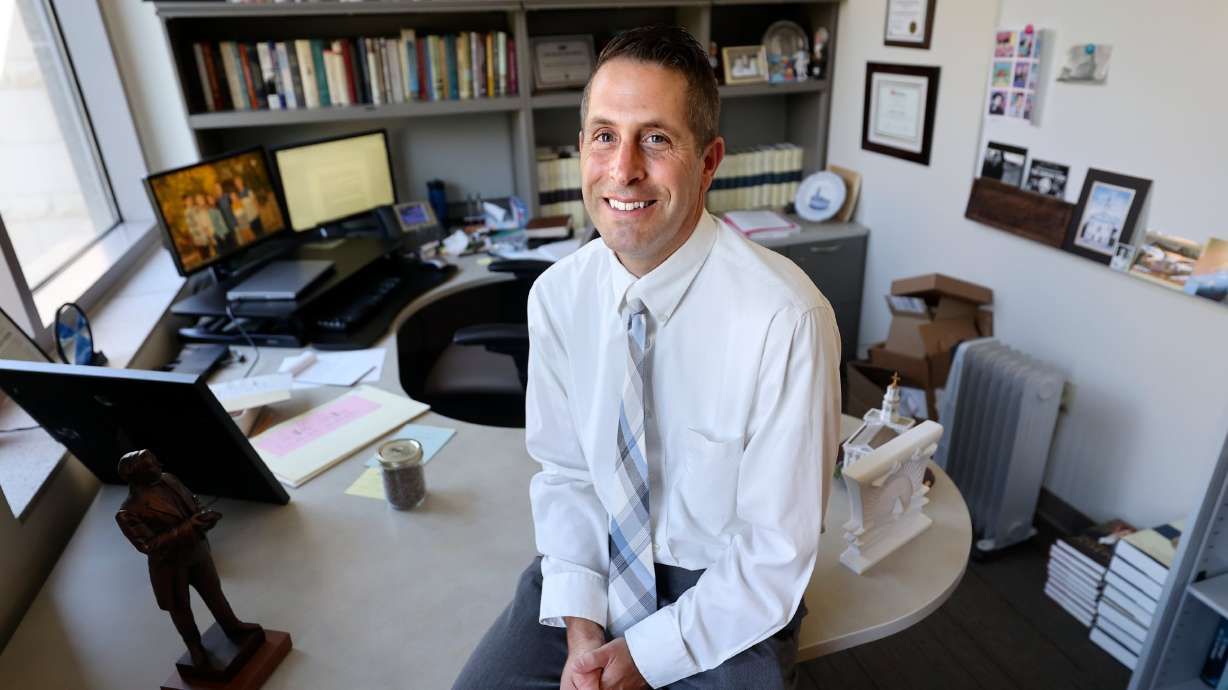Matthew C. Godfrey, senior managing historian of outreach and engagement with the Church History Department, in his office at the Church History Library in Salt Lake City on Aug. 13.