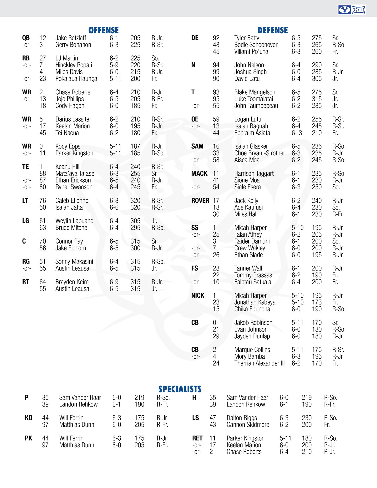 BYU won't reveal starting QB until Saturday, but both will have leadership roles