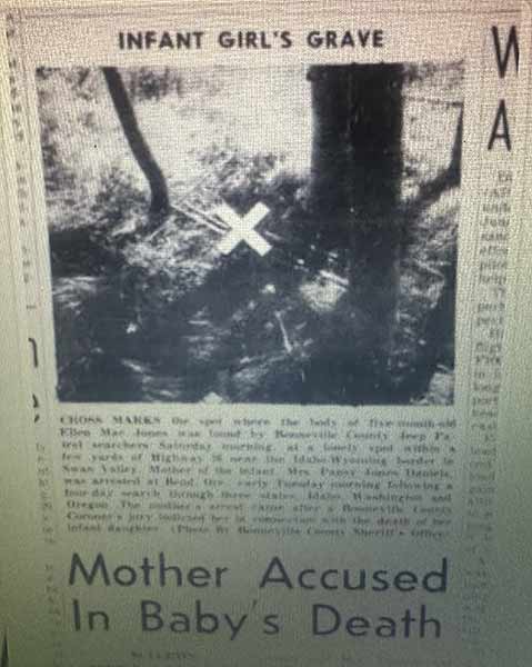 Old newspaper clipping shows the location of Ellen’s roadside burial in Swan Valley.