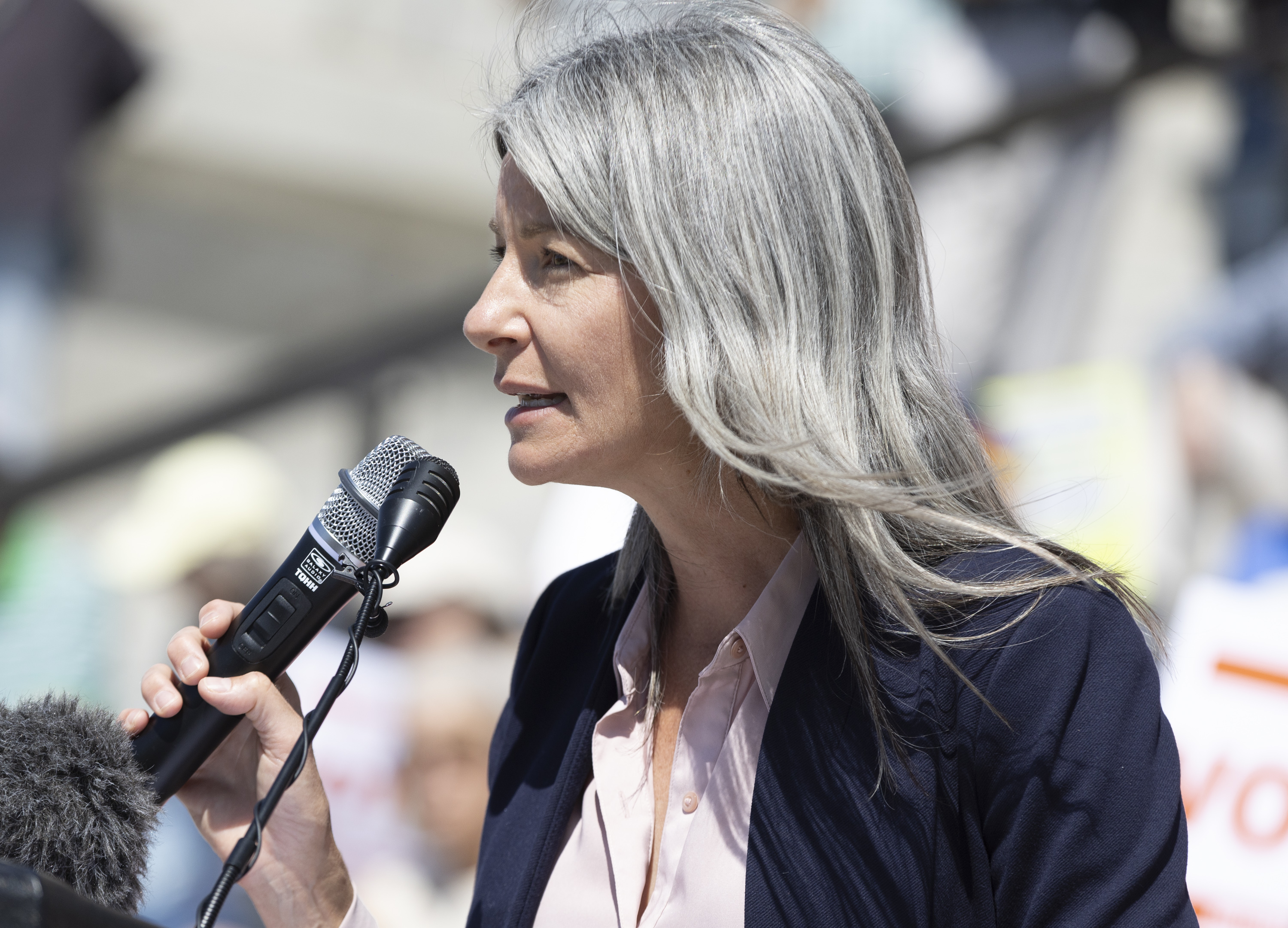 Executive Director of Better Boundaries Utah Katie Wright speaks at a rally on the steps of the Utah Capitol in Salt Lake City on Monday.