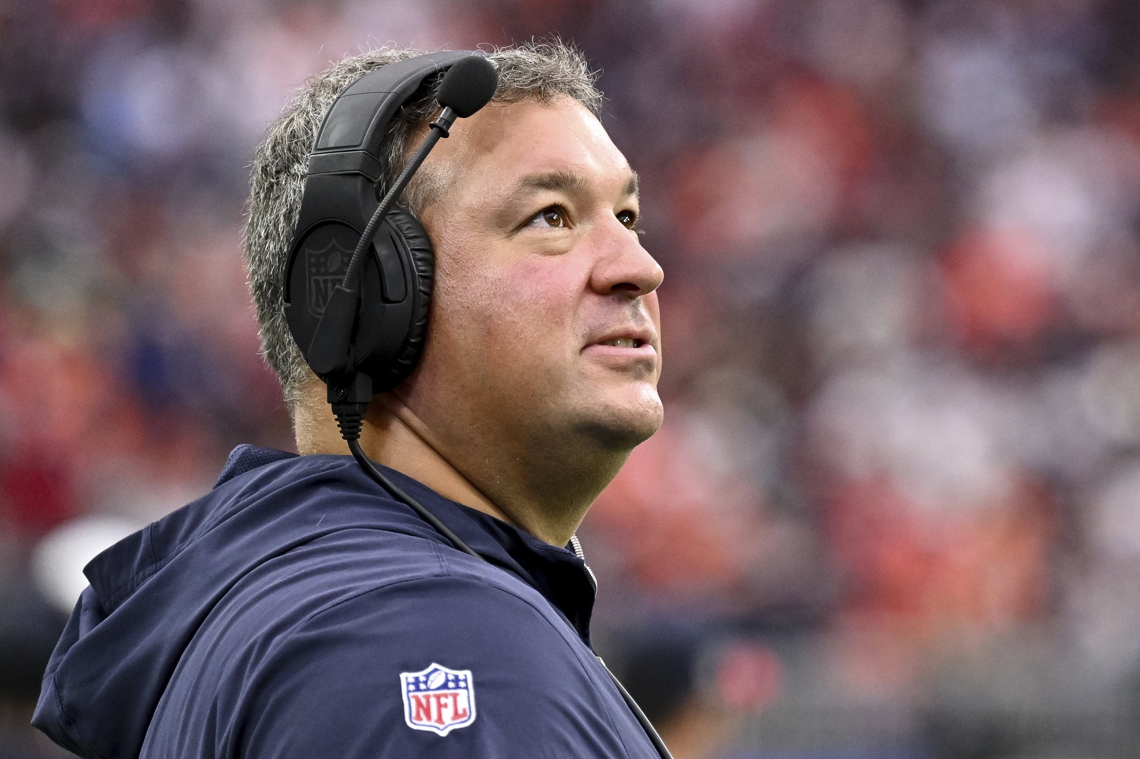FILE - Houston Texans linebacker coach Chris Kiffin looks on during an NFL football game against the Denver Broncos, Dec 3, 2023, in Houston. 