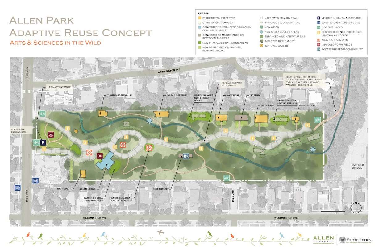 A rendering of the future Allen Park layout outlined in the Allen Park adaptive reuse and management plan.
