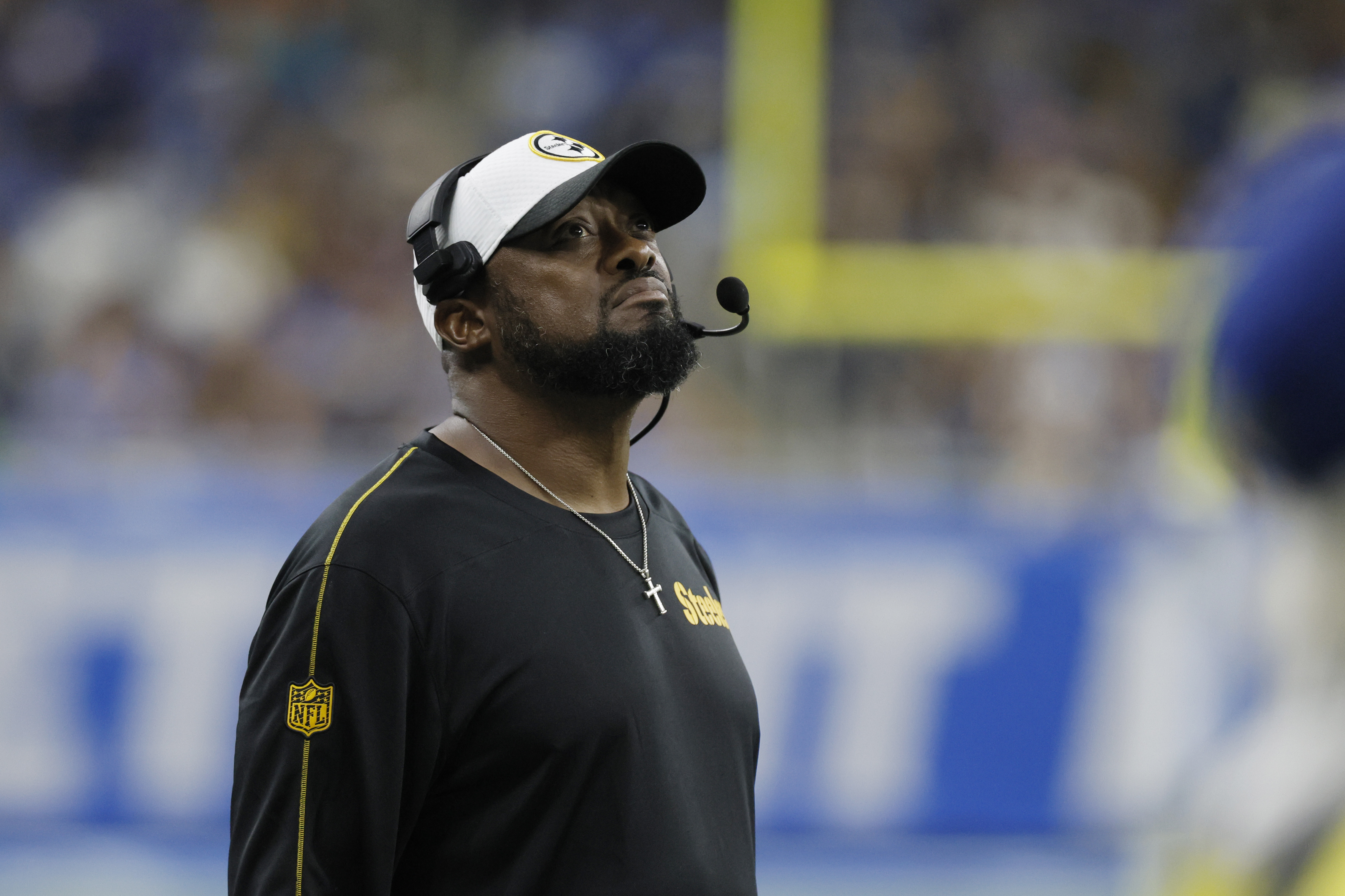 Pittsburgh Steelers head coach Mike Tomlin watches during the second half of an NFL preseason football game against the Detroit Lions, Saturday, Aug. 24, 2024, in Detroit. 