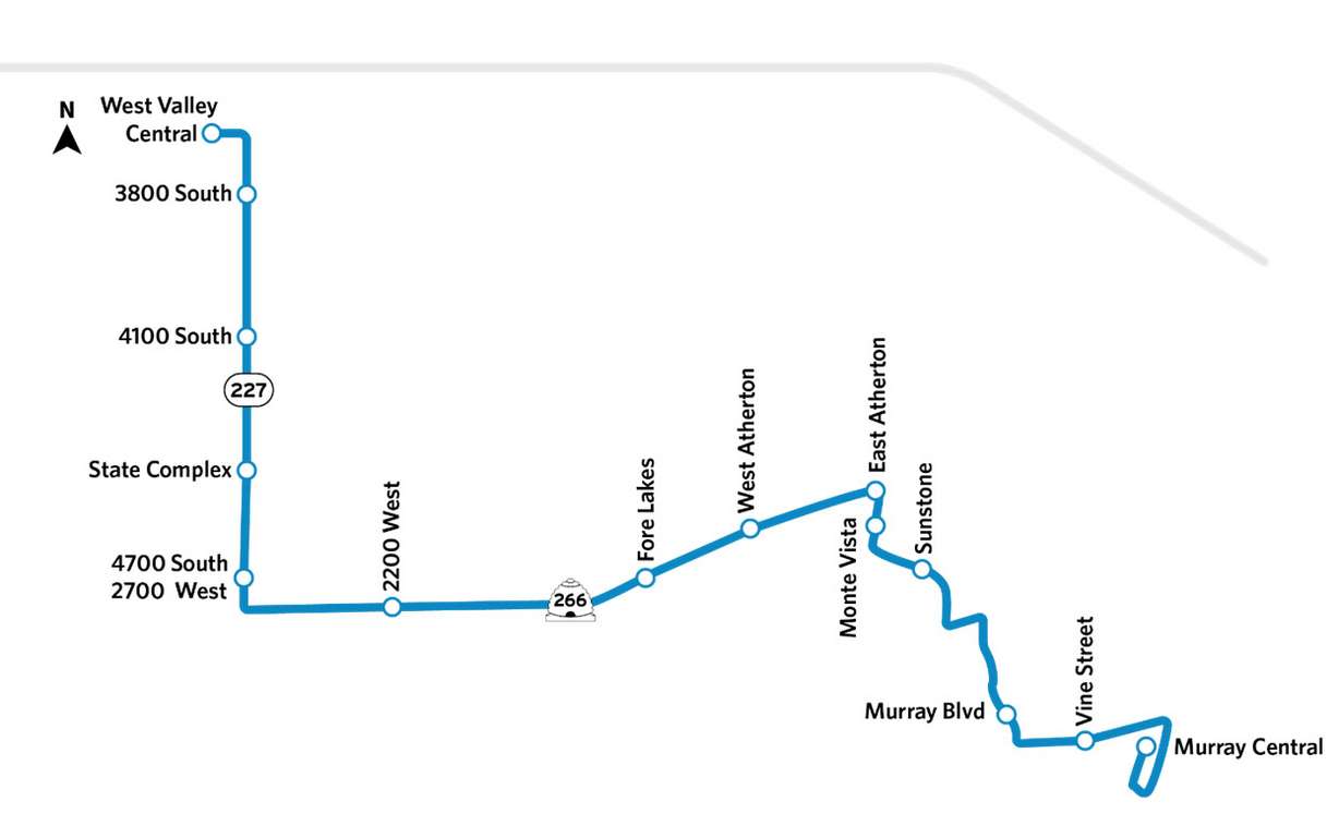 This map shows the planned route of the Midvalley Express, which is currently under construction. The line is projected to open by the fall of 2026.