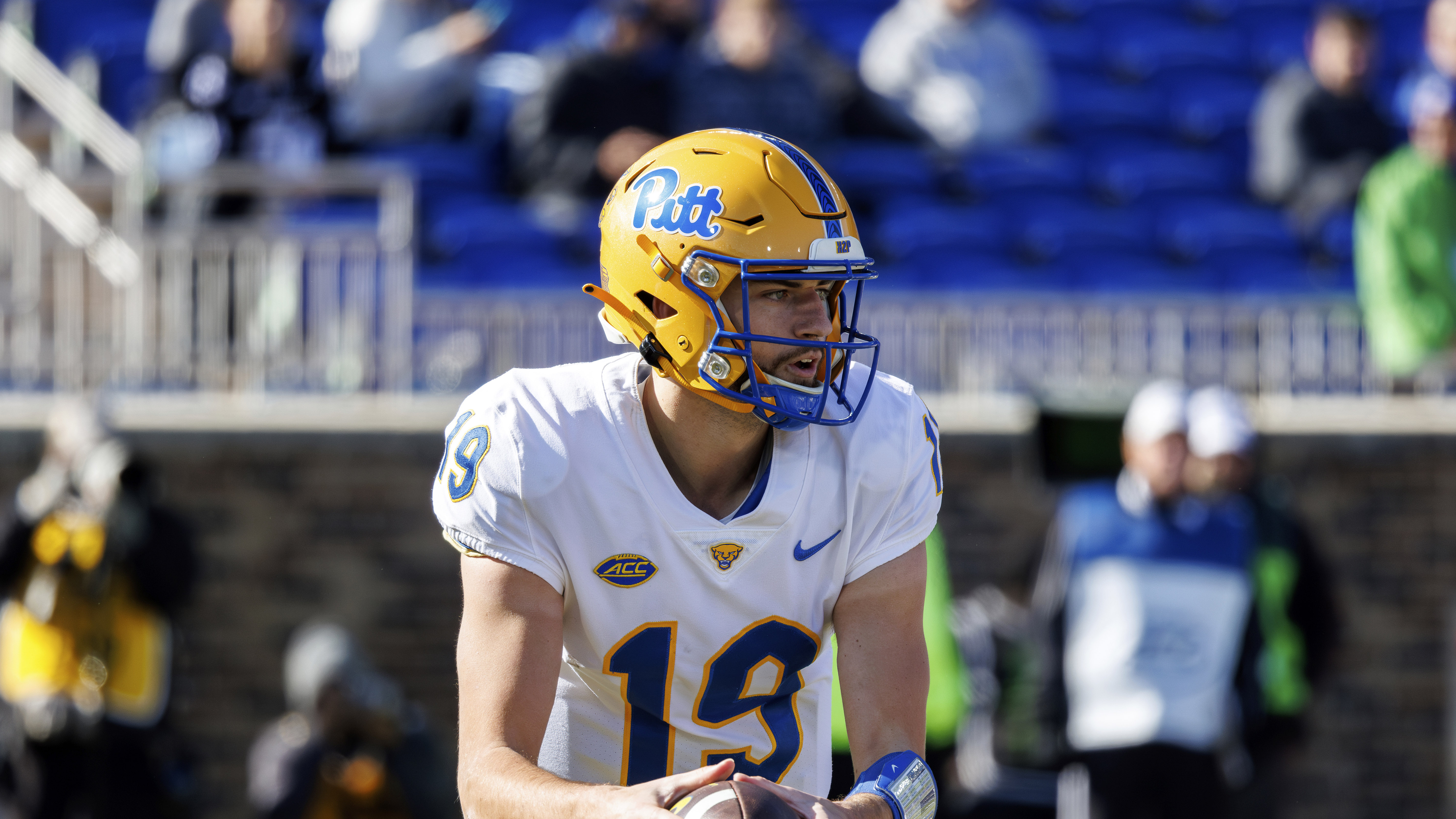 Pittsburgh's Nate Yarnell (19) carries the ball during the first half of an NCAA college football game against Duke in Durham, N.C., Nov. 25, 2023. 