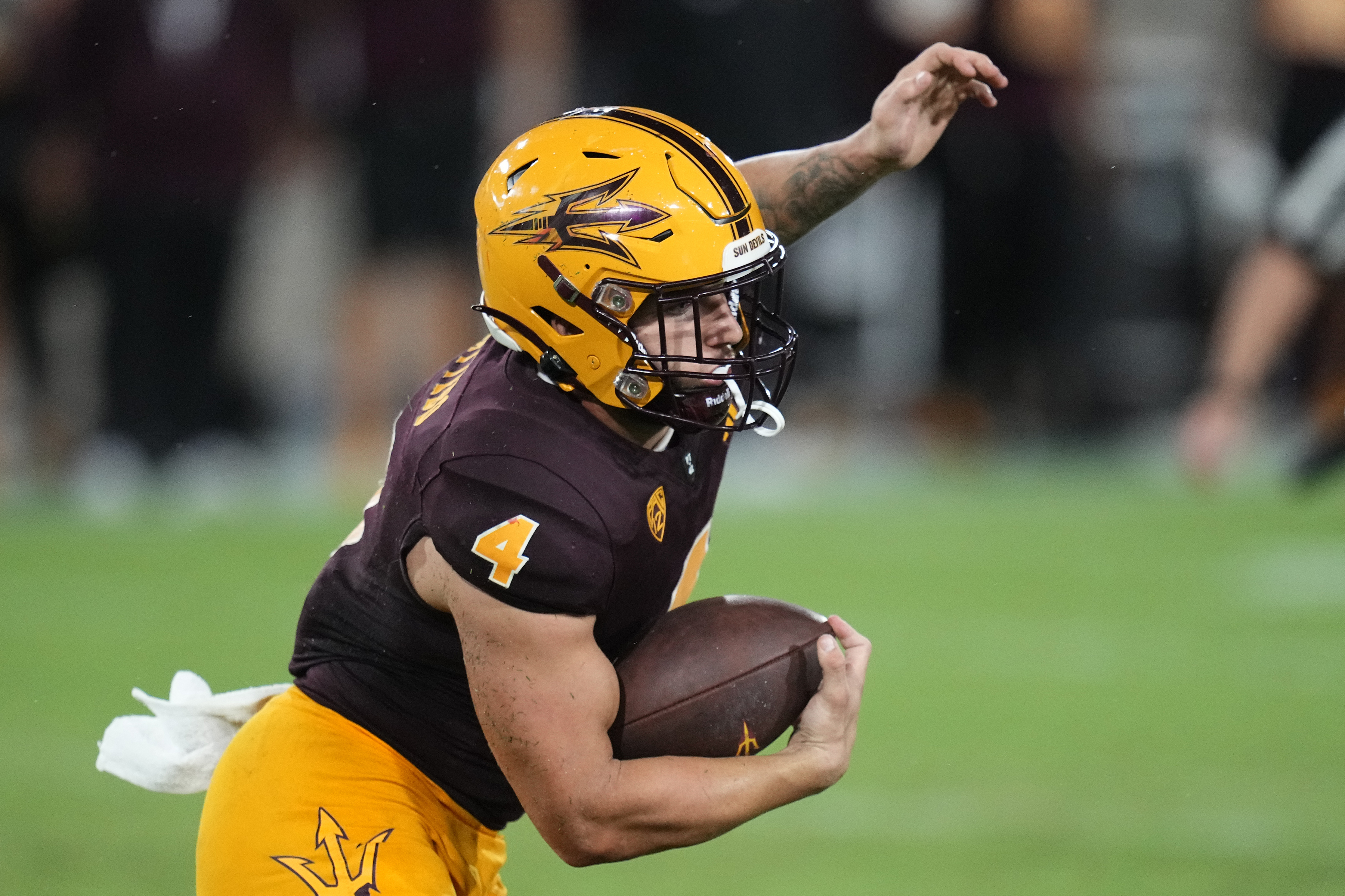 Arizona State running back Cameron Skattebo runs with the ball during the second half of an NCAA college football game against Southern Utah Friday, Sept. 1, 2023, in Tempe, Ariz. 