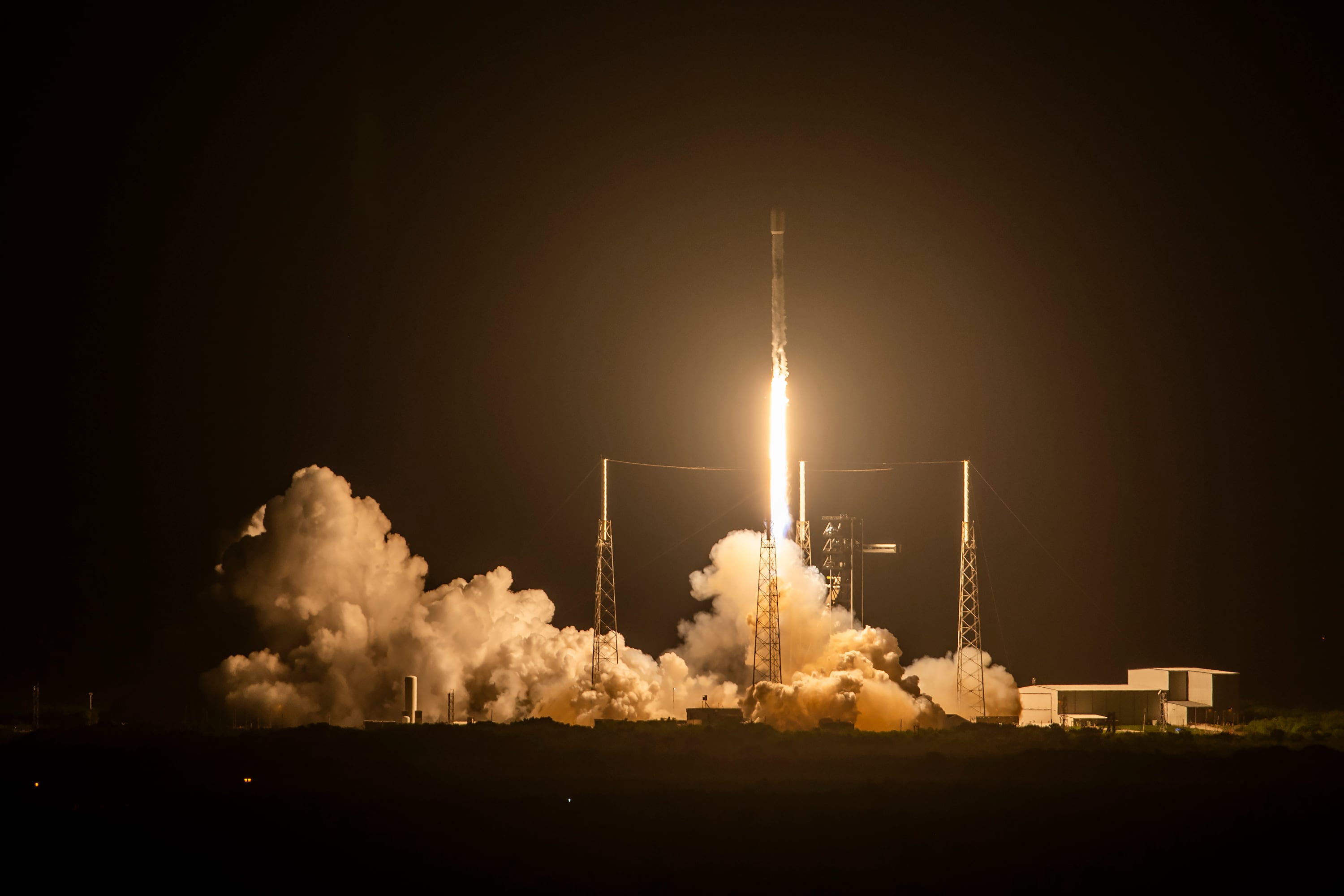 The SpaceX Falcon 9 rocket launches from Cape Canaveral, Fla., on Wednesday. The FAA grounded SpaceX’s Falcon 9 rockets after a booster rocket tipped over and burst into flames Wednesday.