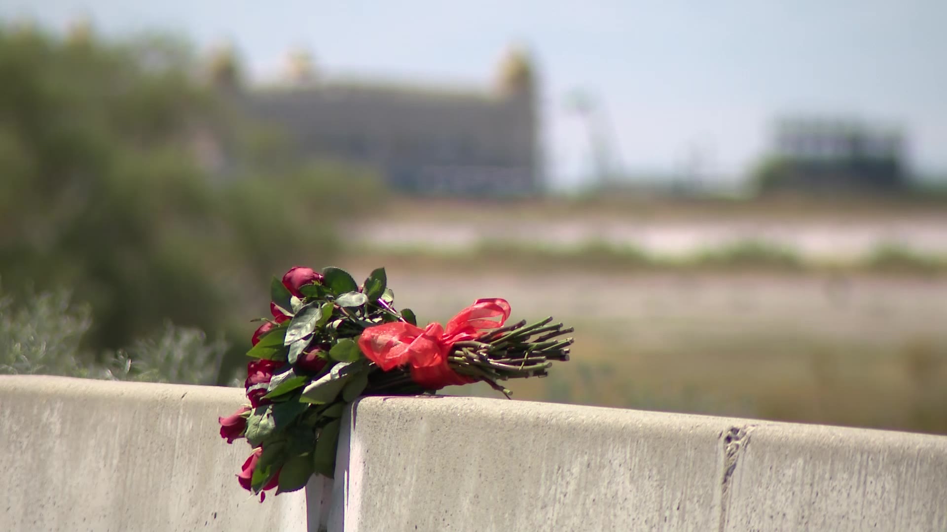 Flowers were placed to honor Akosita Kaufusi’s death. The flowers were left by her aunt.