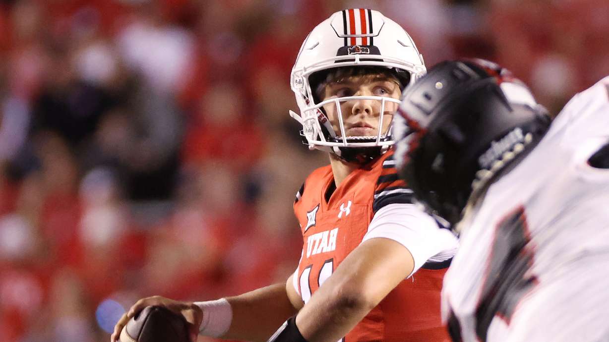 Utah Utes quarterback Isaac Wilson (11) throws against SUU in Salt Lake City on Thursday, Aug. 29, 2024. Utah won 49-0.