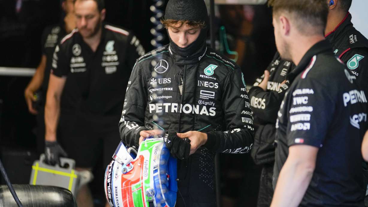 Mercedes driver Andrea Kimi Antonelli of Italy prepares for the first free practice ahead of the Formula One Italian Grand Prix race at the Monza racetrack, in Monza, Italy, Friday, Aug. 30, 2024.