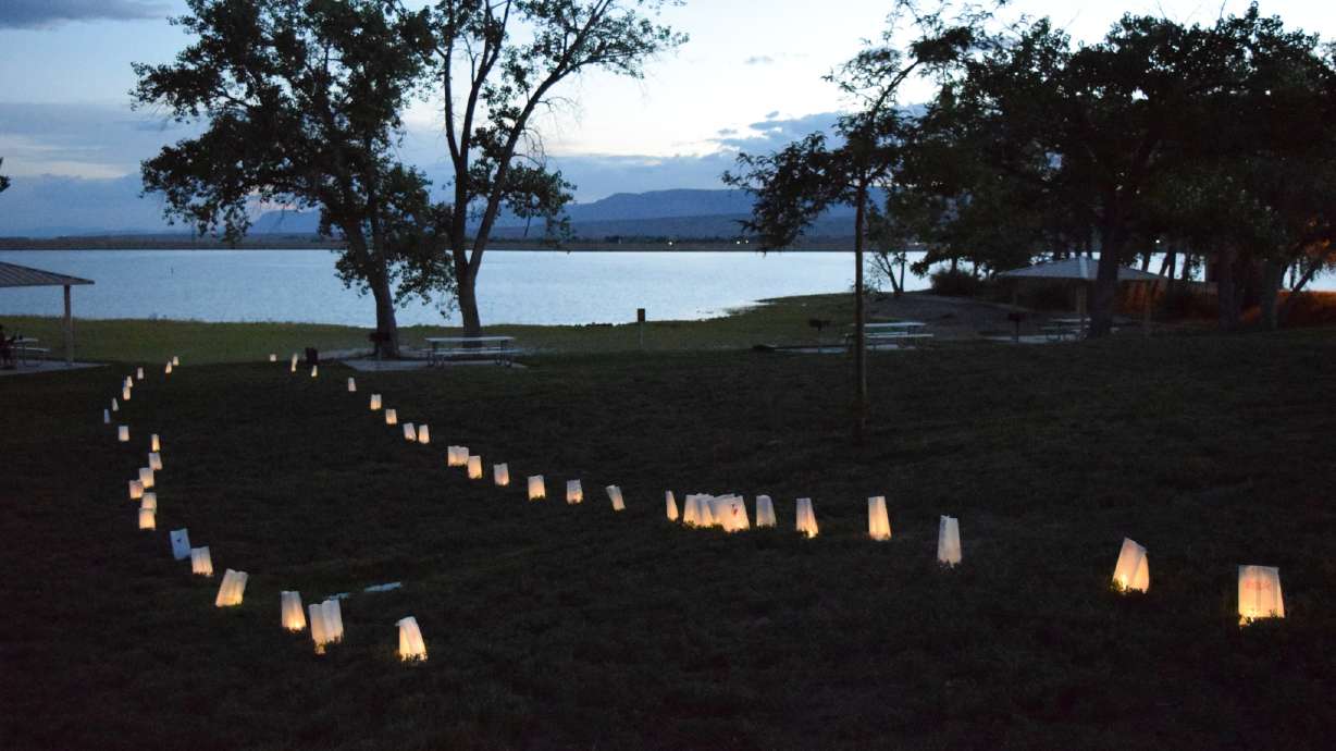 A vigil held at Huntington State Park in Huntington, Utah, Aug. 31, 2023, to honor those who have died from drug overdoses.
