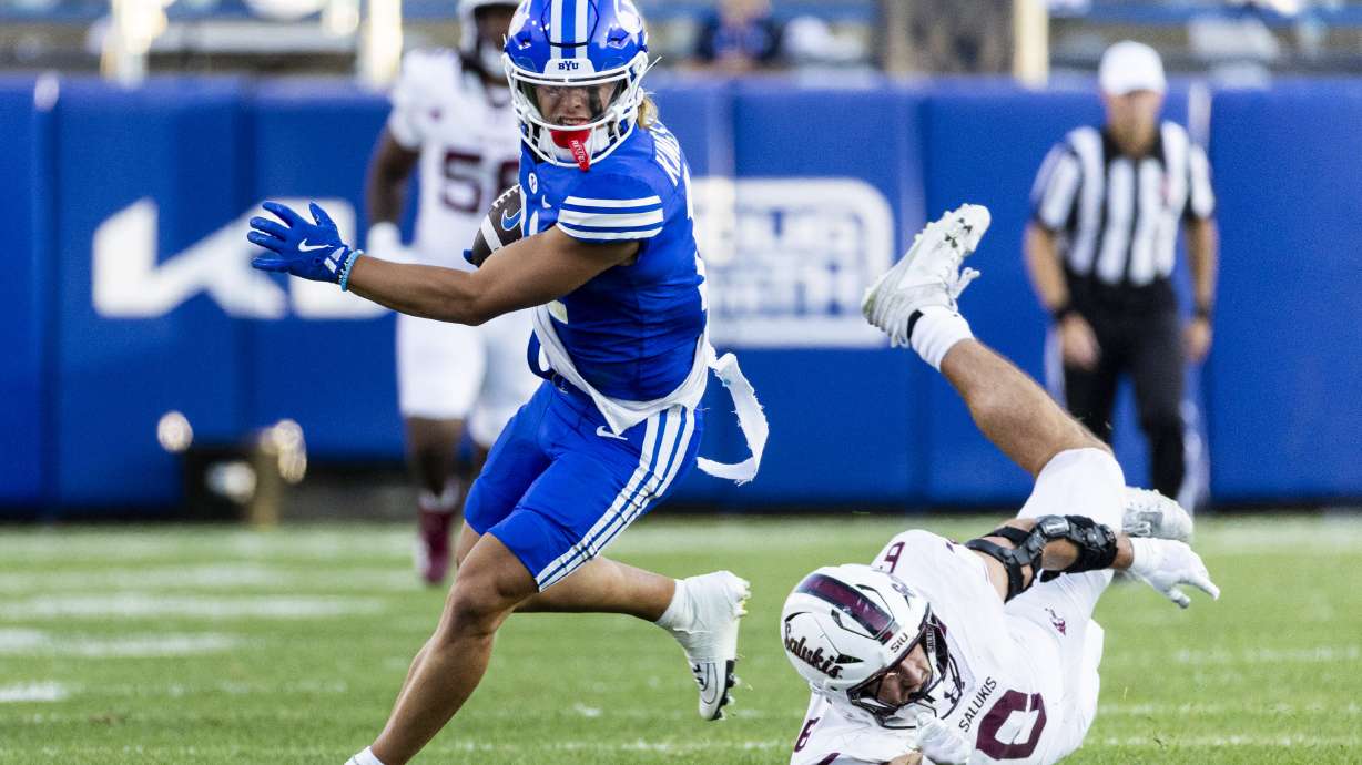 Then-BYU wide receiver Parker Kingston at LaVell Edwards Stadium in Provo on Aug. 31, 2024. He is charged with rape in Utah's 5th District Court, and prosecutors asked Monday to disqualify the judge they claim is favoring Kingston's career, but the request was denied.