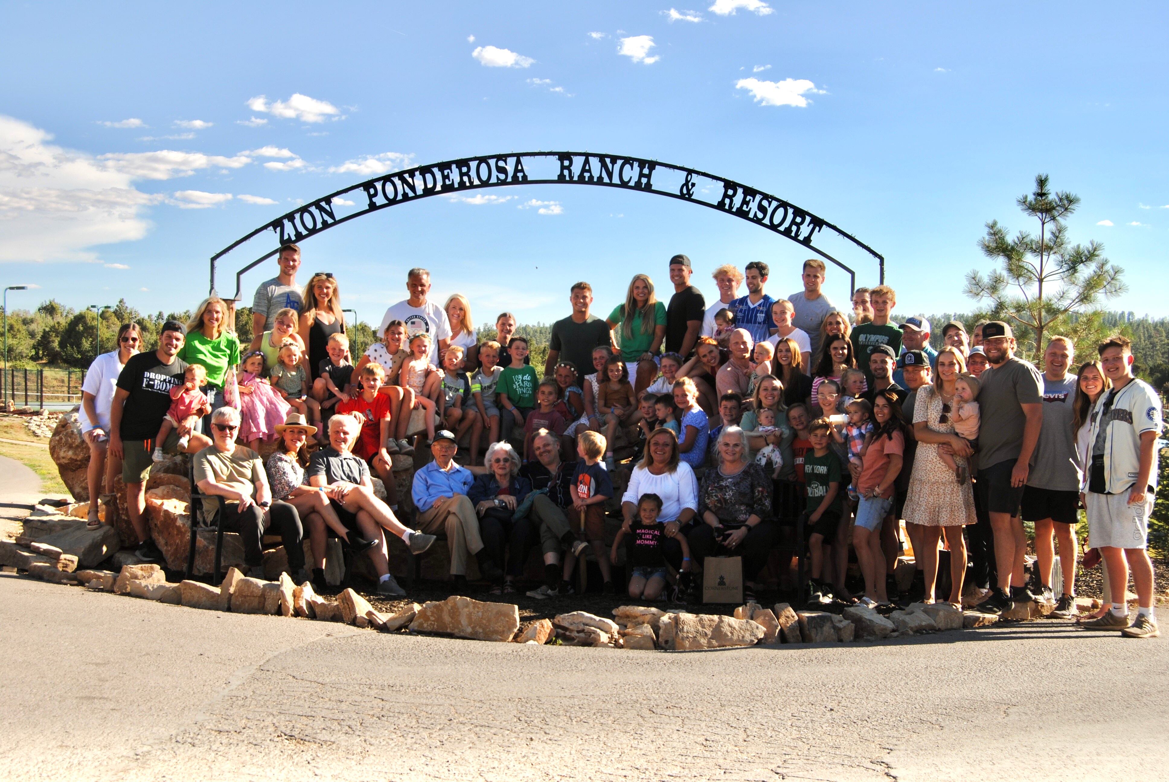 This photo shows the extended Neeleman family, circa 2023. At the time of Gary Neeleman's passing last week, Gary and Rose's posterity stood at 93.