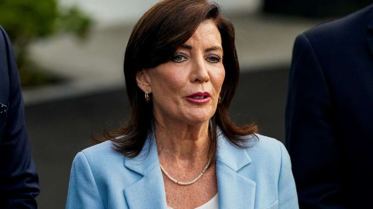 New York Gov. Kathy Hochul speaks at the White House in Washington, July 3. A former aide to Hochul has been charged with acting as an undisclosed agent of the Chinese government, federal prosecutors said on Tuesday.