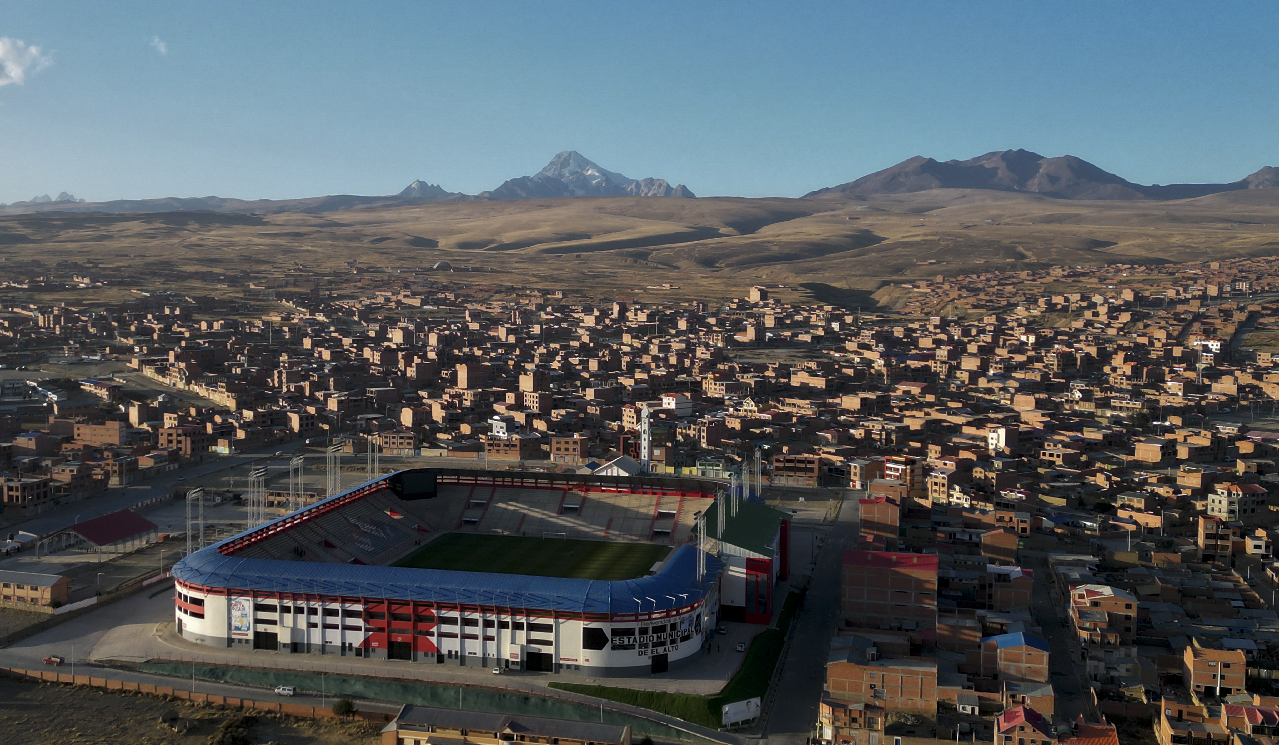 Villa Ingenio stadium stands in in El Alto, Bolivia, Wednesday, Aug. 28, 2024. 