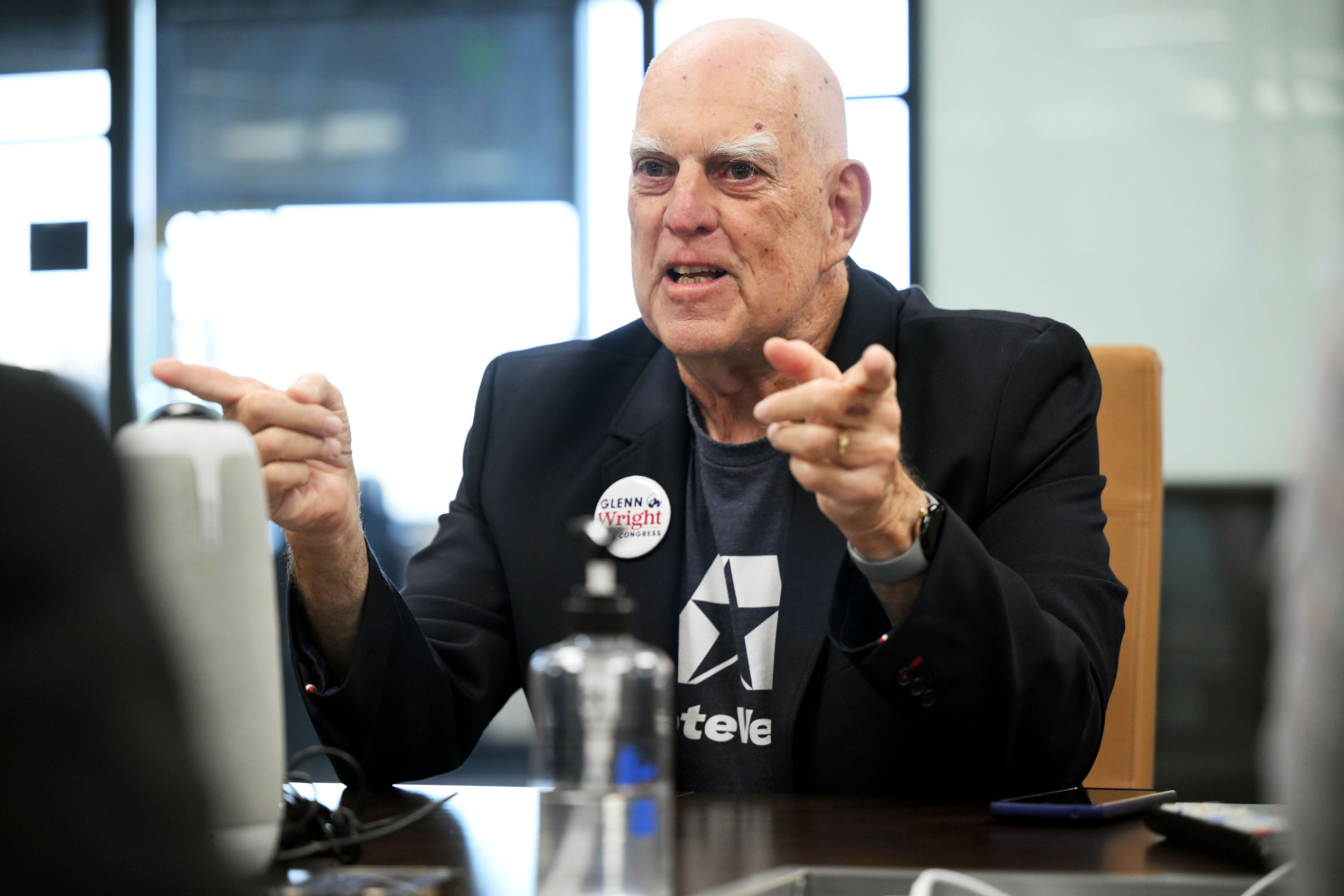 Members of the combined KSL and Deseret News editorial boards meet with 3rd Congressional District Democratic candidate Glenn Wright in Salt Lake City on Tuesday.