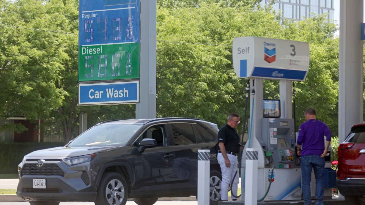 People pump gas at a Chevron station in Salt Lake City on June 9, 2022. Salt Lake City is considering new citywide gas station standards in the fallout of a proposed gas station near Sugar House Park that fizzled out last year.