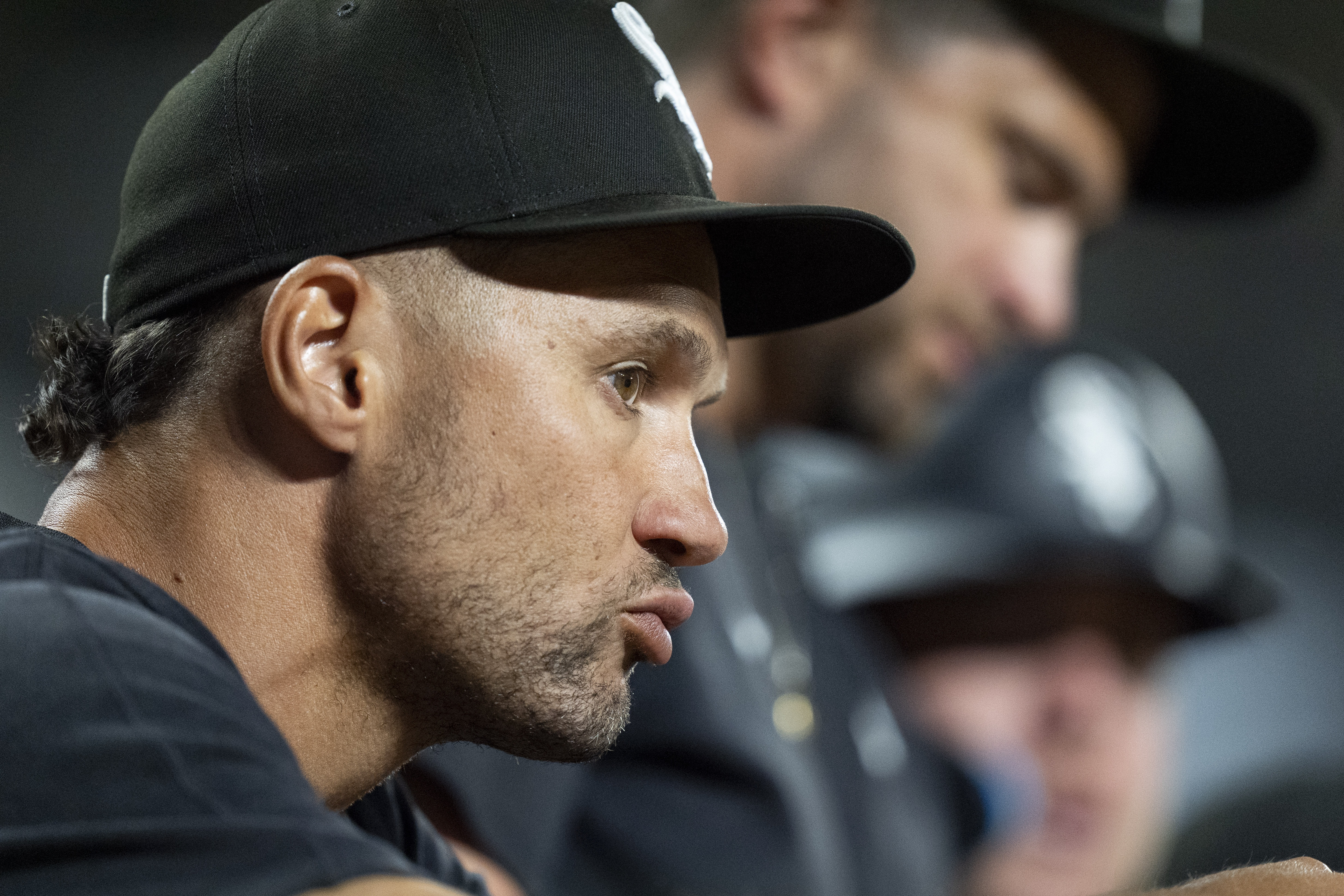 White Sox interim manager Grady Sizemore watches in the dugout during a baseball game between the Baltimore Orioles and the Chicago White Sox, Tuesday, Sept. 3, 2024, in Baltimore.