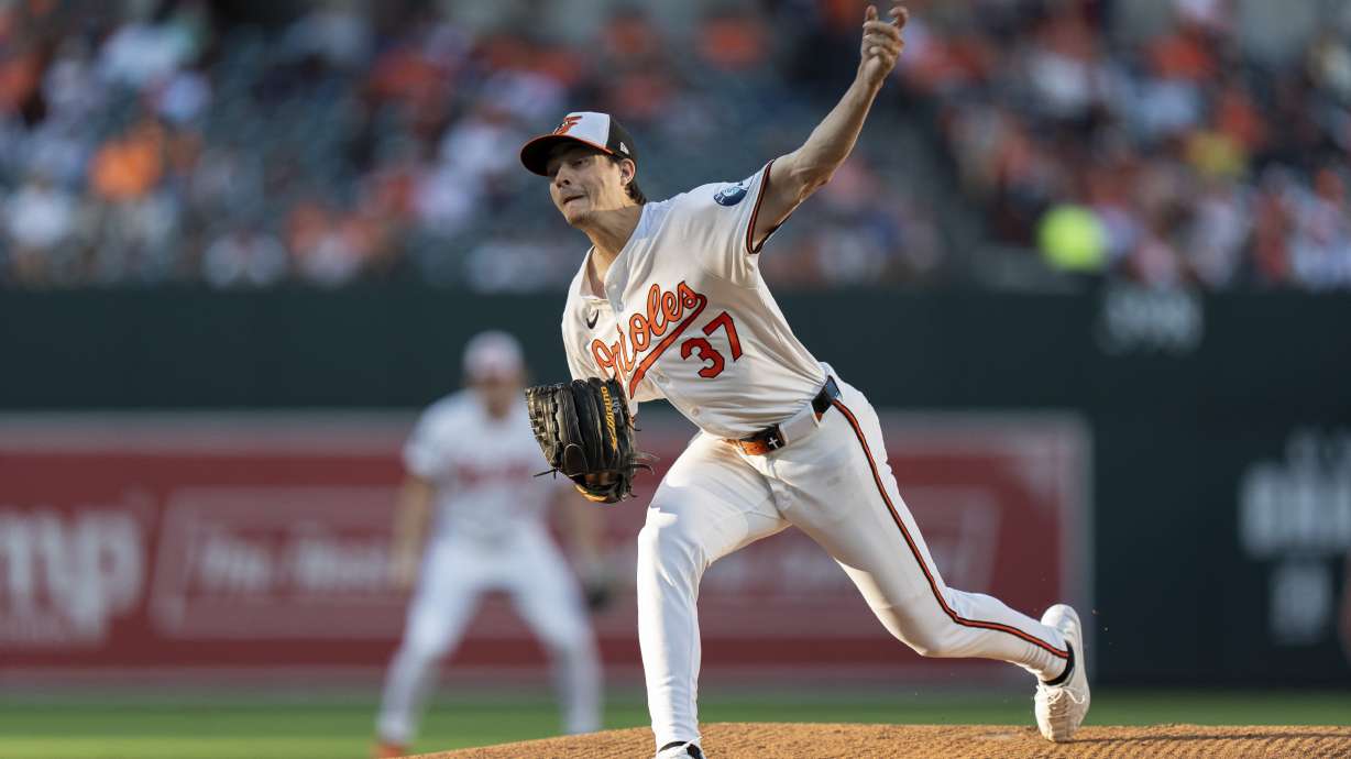 Baltimore Orioles starting pitcher Cade Povich delivers during the first inning of a baseball game against the Chicago White Sox, Tuesday, Sept. 3, 2024, in Baltimore.
