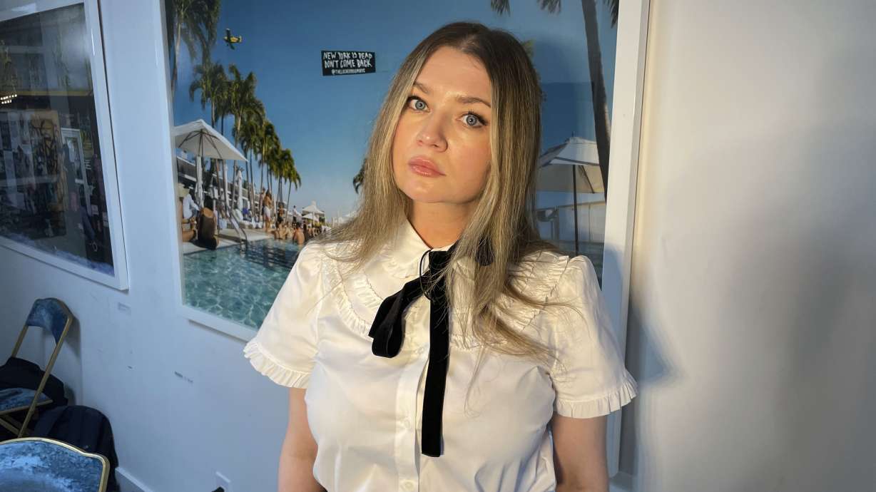 Anna Delvey, also known as Anna Sorokin, poses at her apartment in New York, May 26, 2023, to promote her podcast, "The Anna Delvey Show."