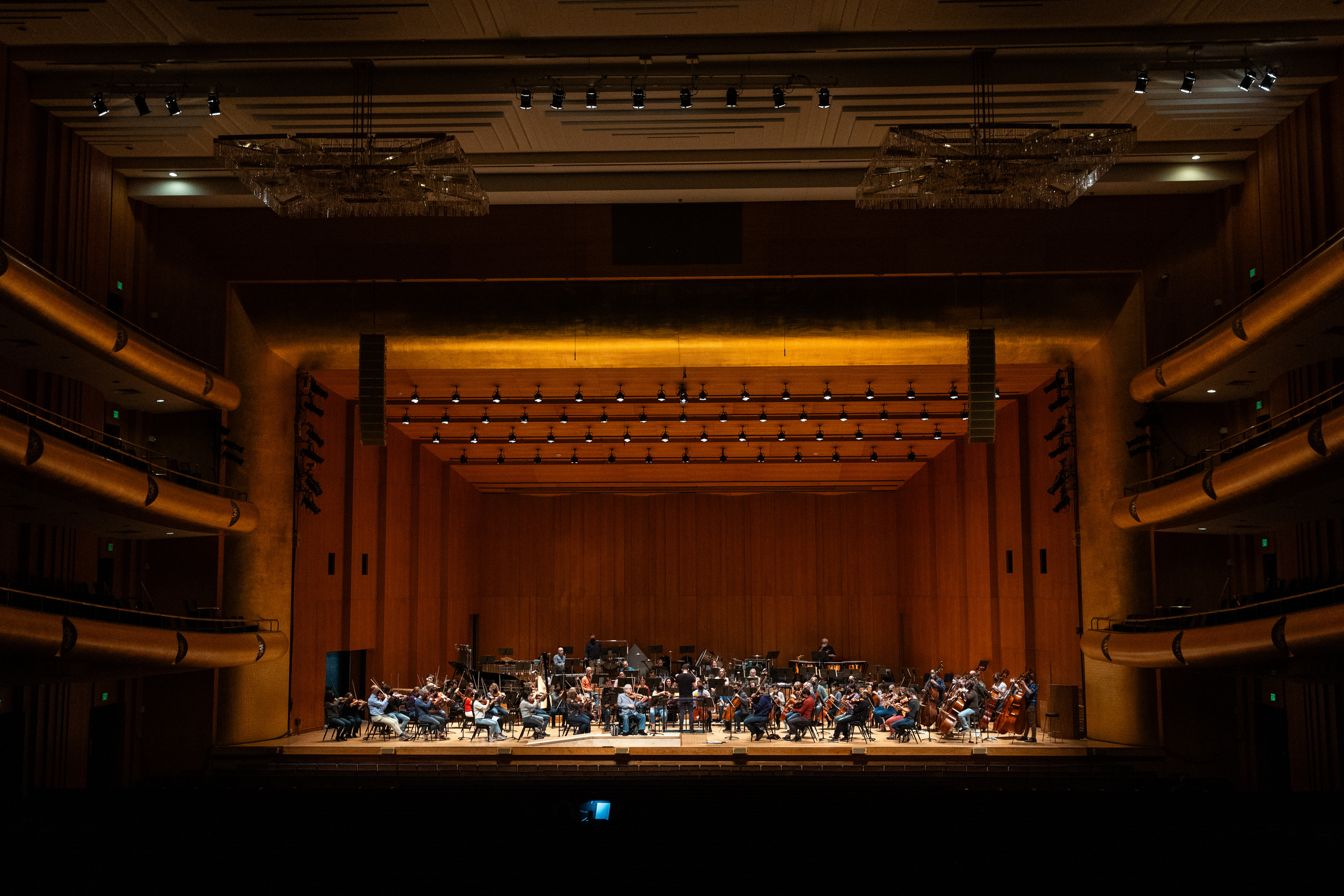 Itzhak Perlman rehearses with the Utah Symphony at Abravanel Hall in Salt Lake City on Oct. 14, 2023. The concert hall was designed with acoustic sounds in mind.