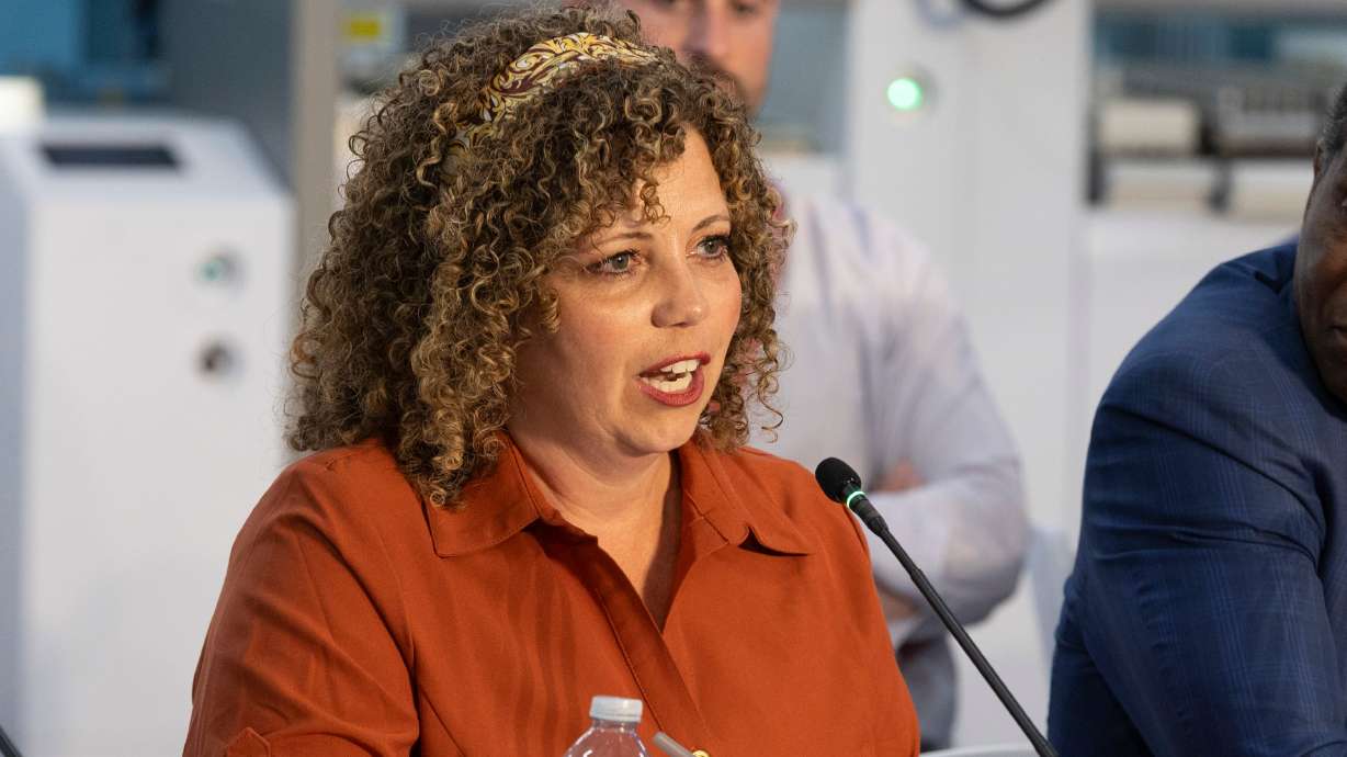 Rep. Celeste Maloy, R-Utah, in Salt Lake City on July 12. Maloy answered students' questions at the University of Utah's Hinckley Institute of Politics as part of the Sutherland Institute's 2024 Congressional Series.