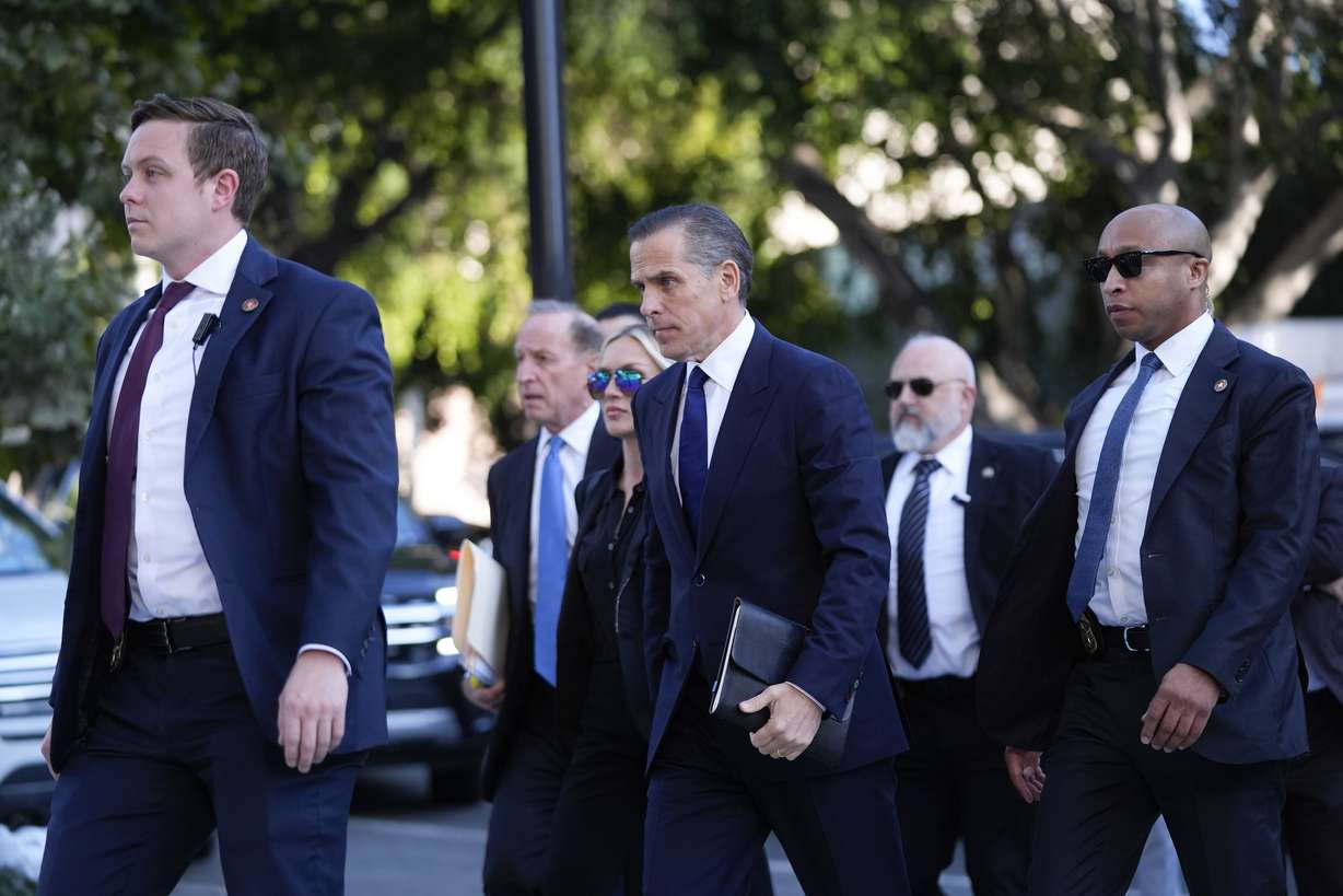 Hunter Biden arrives in federal court for jury selection for his trial on felony tax charges Thursday, in Los Angeles.