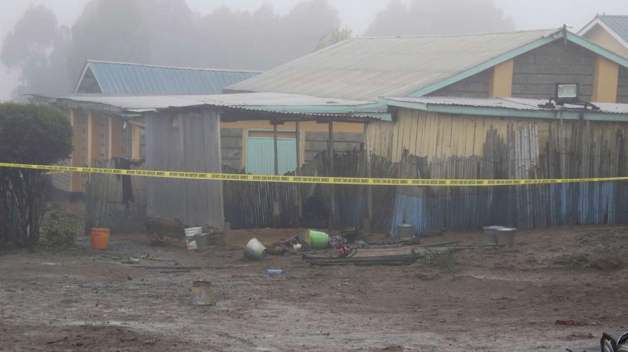 Part of a dormitory is seen following a fire at the Hillside Endarasha Primary in Nyeri, Kenya, Friday. A fire in a school dormitory in Kenya has killed several students and seriously burned others.