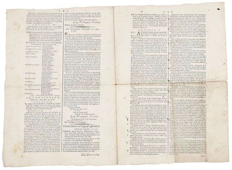 A 1787 copy of the U.S. Constitution that will be put up for auction on Sept. 28 at Bruck Auctions in Asheville, N.C., is seen in this photo.