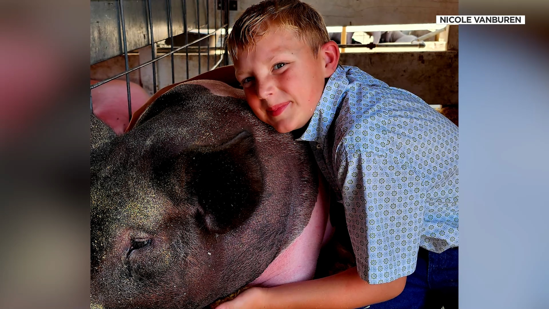 Flint VanBuren with his pig, Piggy Smalls.