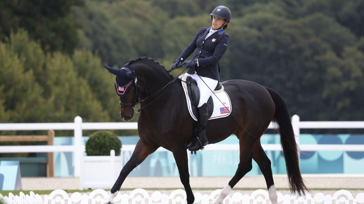 Rebecca Hart of the U.S. competes at the Individual Freestyle Event - Grade III at Château de Versailles at the 2024 Paralympics, Saturday, Sept. 7, 2024.