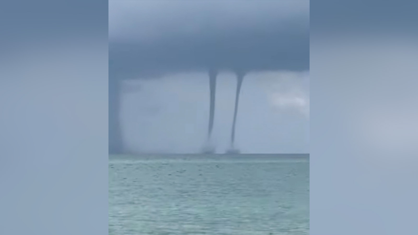 An offshore storm produced twin waterspouts in Palm Beach, Florida, Aug. 22.