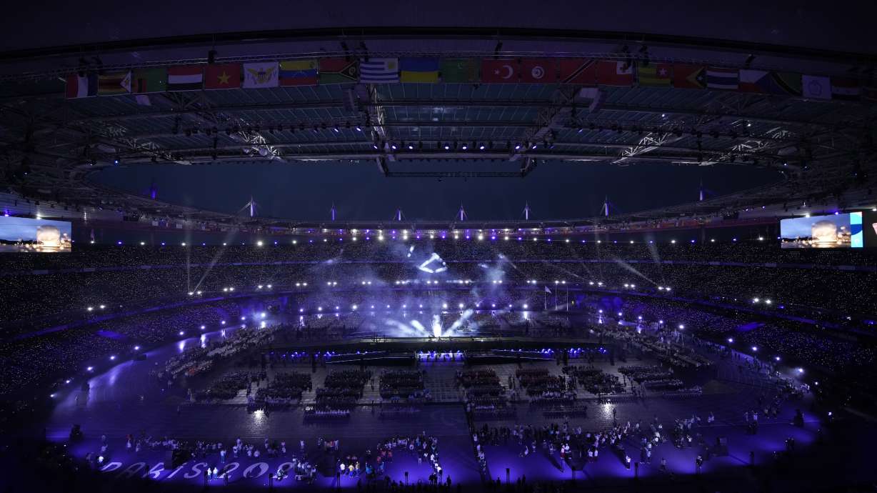 General view of the Stade du France stadium during the closing ceremony of the 2024 Paralympics, Sunday, Sept. 8, 2024, in Paris, France.