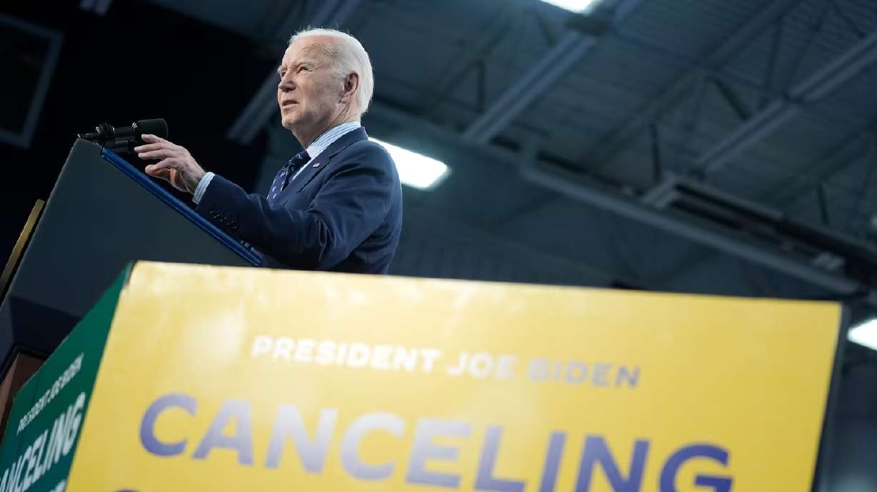 President Joe Biden delivers remarks on student loan debt at Madison College, April 8, in Madison, Wis. Seven states are pushing back on the Biden administration's latest plan to pay off or reduce student loan balances.