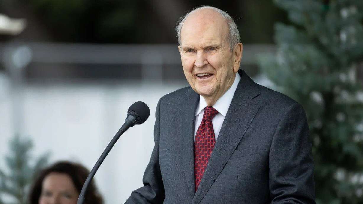 President Russell M. Nelson of The Church of Jesus Christ of Latter-day Saints speaks at the groundbreaking ceremony for the Ephraim Utah Temple in Ephraim on Aug. 27, 2022. Rep. John Curtis, R-Utah, submitted a statement into the Congressional Record to honor President Nelson’s 100th birthday.