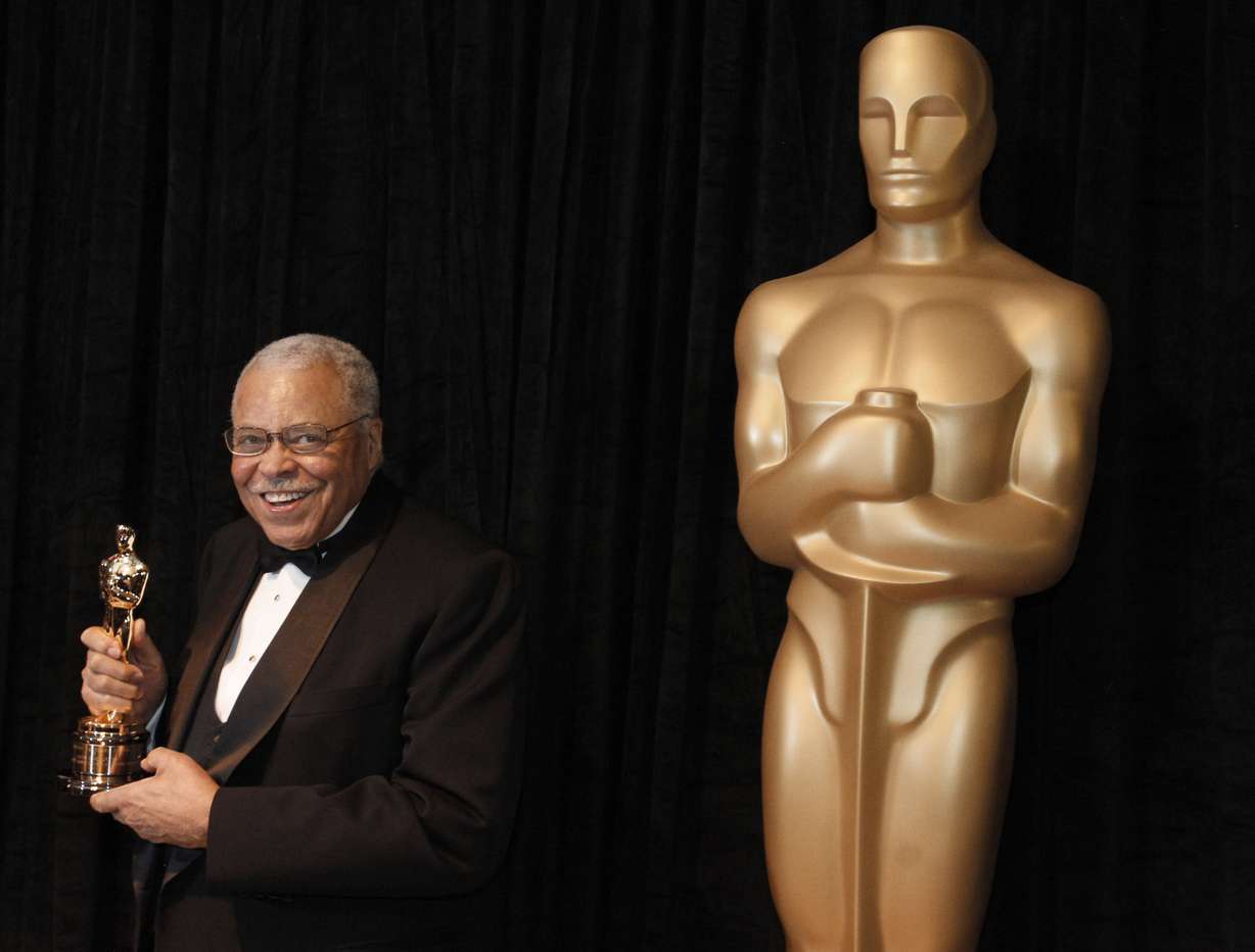 James Earl Jones poses with his honorary Oscar at the 84th Academy Awards, Feb. 26, 2012, in the Hollywood section of Los Angeles. The celebrated icon of stage and screen died at age 93, Monday.