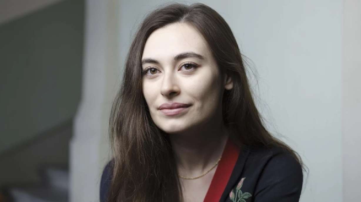 Sanija Ameti, seen on Nov. 2, 2021, in Bern, Switzerland, has apologized after she fired a sporting pistol at an auction poster of a 14th-century Madonna and child painting.