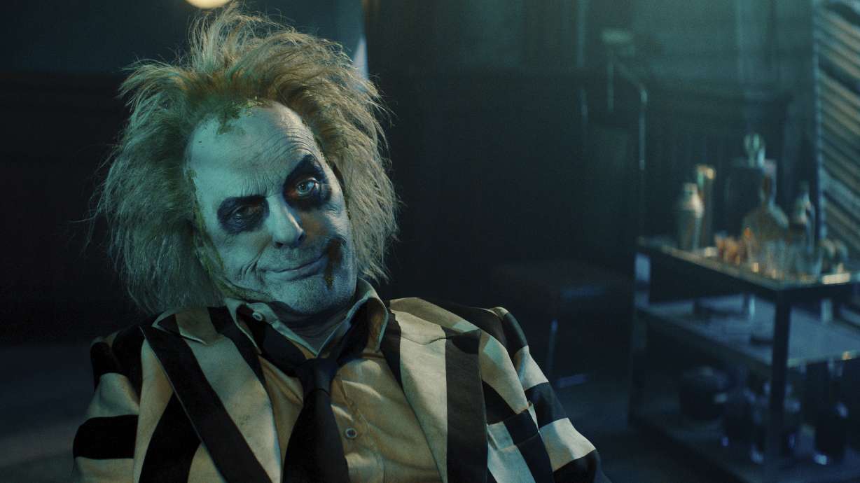 This image released by Warner Bros. Pictures shows Michael Keaton in a scene from "Beetlejuice Beetlejuice."