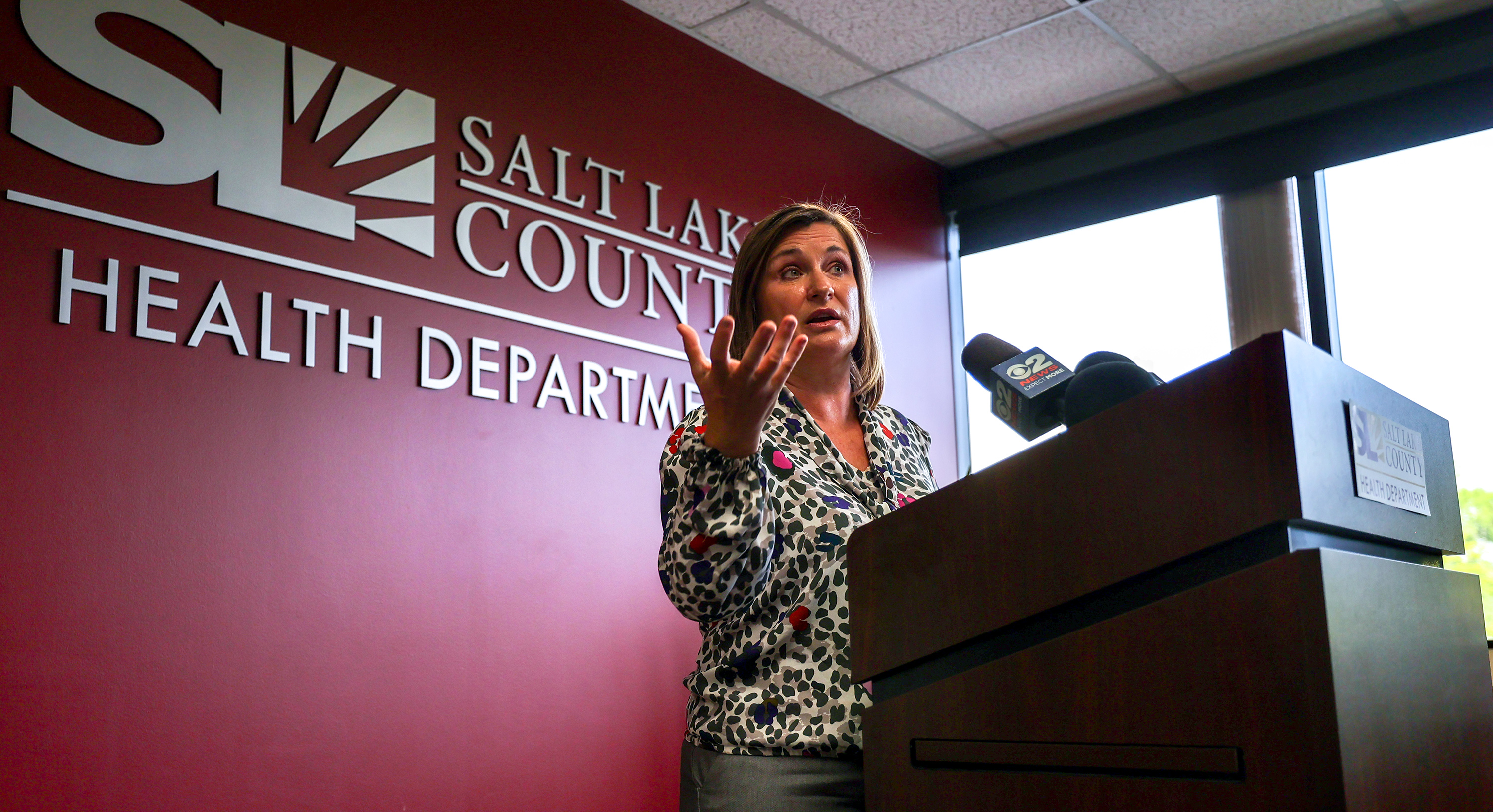 Salt Lake County Mayor Jenny Wilson speaks at a press conference at the Salt Lake County Government Center on Aug. 10, 2021. Wilson said Tuesday the Salt Lake County Council had voted to pursue purchasing a property in Midvale that would become the new county government center.