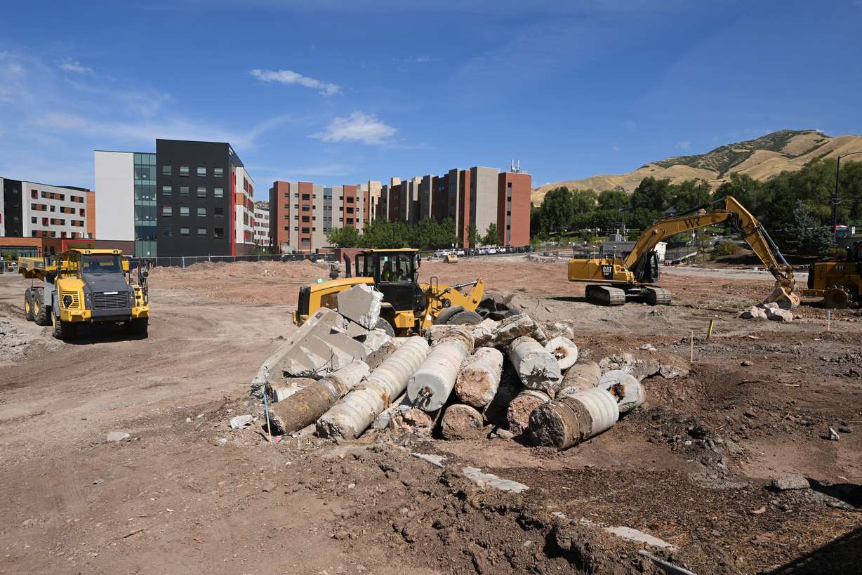Work is underway on planned infrastructure improvements and site preparation for a new student housing project on the University of Utah campus in Salt Lake City on Tuesday. The University Trustees voted to enter a public-private partnership to develop a 1,450-bed facility at the site.
