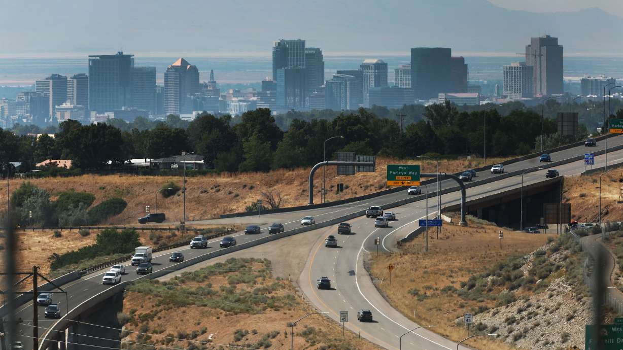 Smoke lingers over Salt Lake City on Aug. 2. Poor air quality is expected to return to the valley on Wednesday ahead of a cold front passing through Thursday that will drop temperatures by at least 20 degrees.