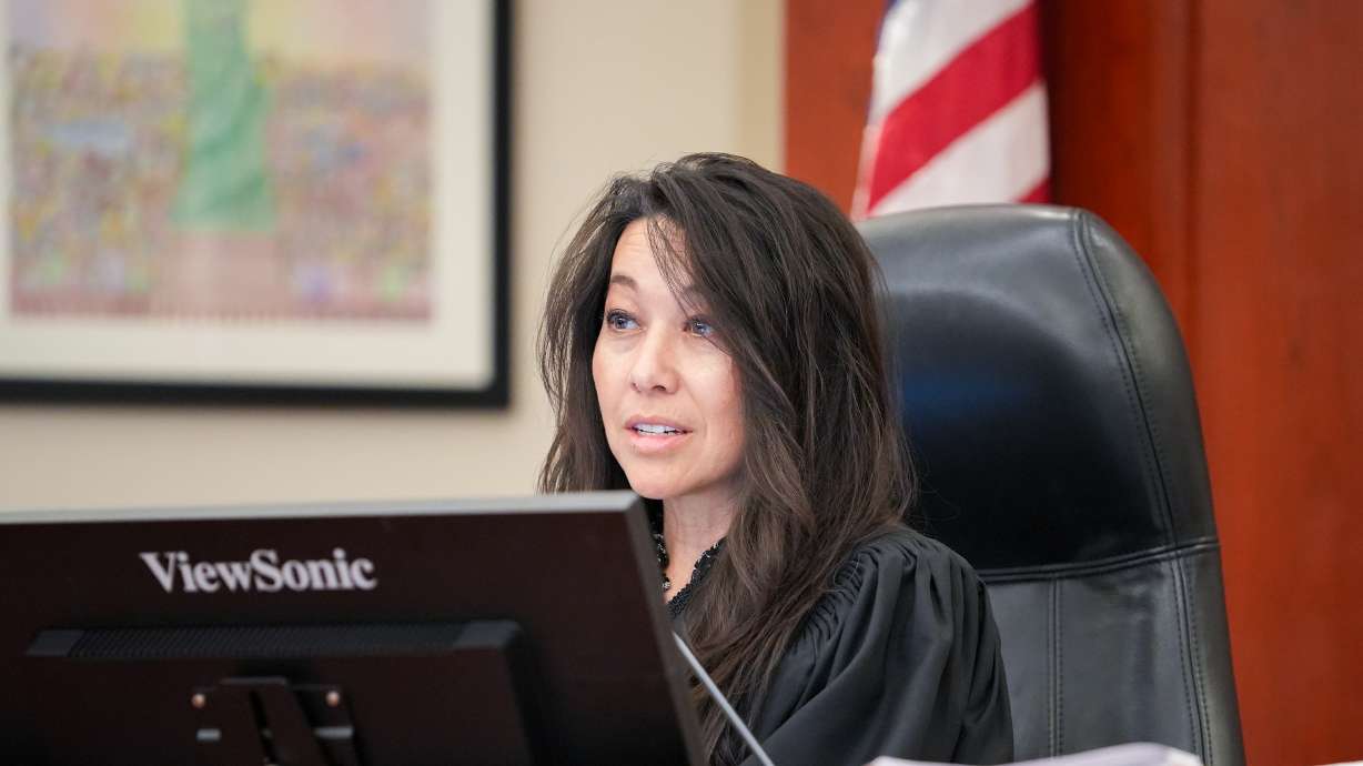 Judge Dianna M. Gibson makes remarks during an injunction hearing in 3rd District Court in Salt Lake City, on Wednesday, challenging the inclusion of Constitutional Amendment D on the general election ballot.