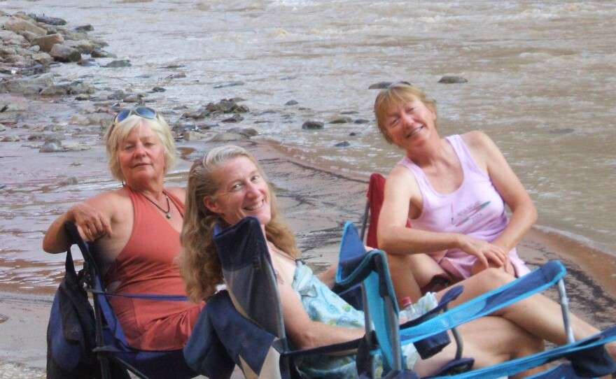 A group of women have come together each year for decades to raft western rivers, seen in an undated image.
