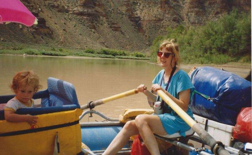 A group of women have come together each year for decades to raft western rivers, seen in an undated image.