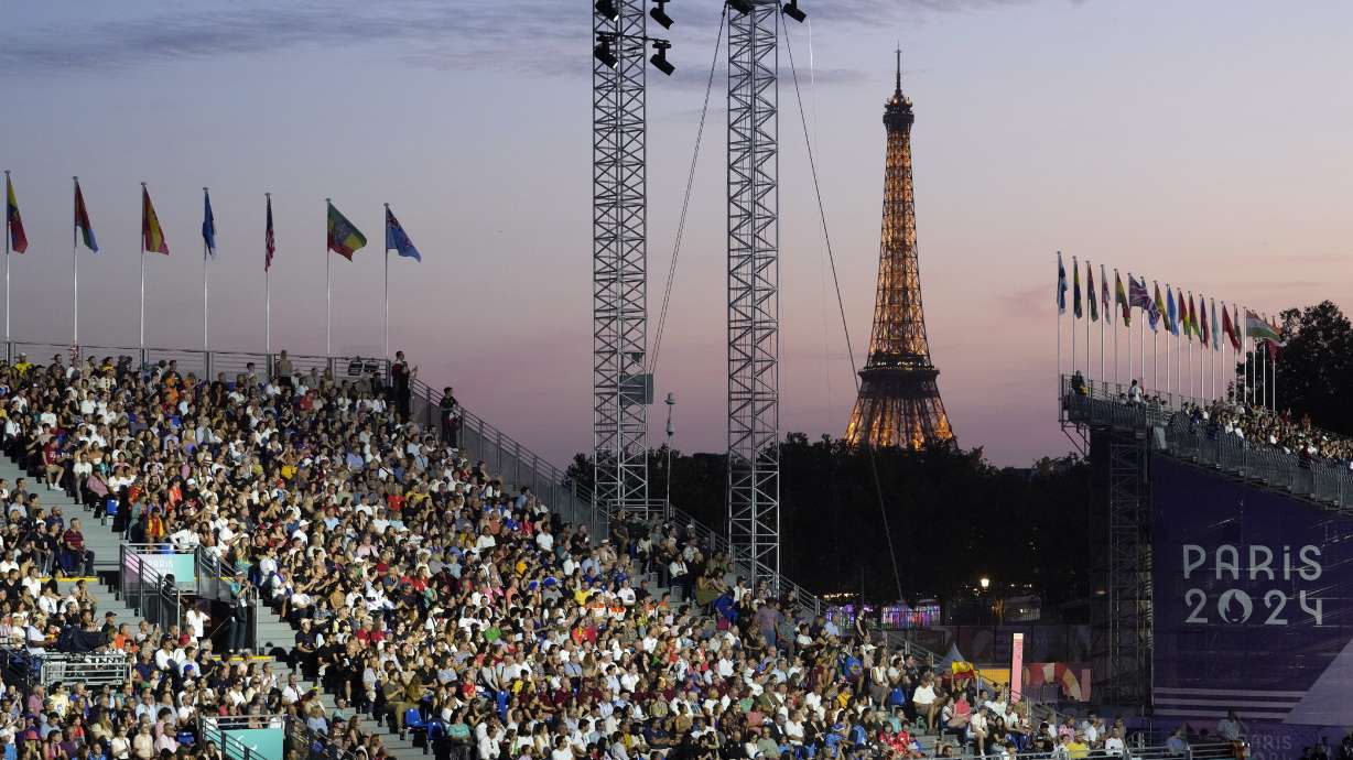 Spectators attend the Opening Ceremony for the 2024 Paralympics, Wednesday, Aug. 28, 2024, in Paris, France.